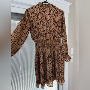 Elegant Tan and Black Patterned Dress